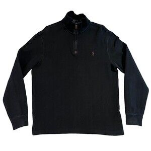 Polo Ralph Lauren Preppy Quarter Zip Pullover Sweater Mock Neck Polo Logo M